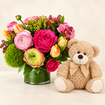 A Little Hug — Seasonal Flowers & Bailey Bear — styled digital preview
