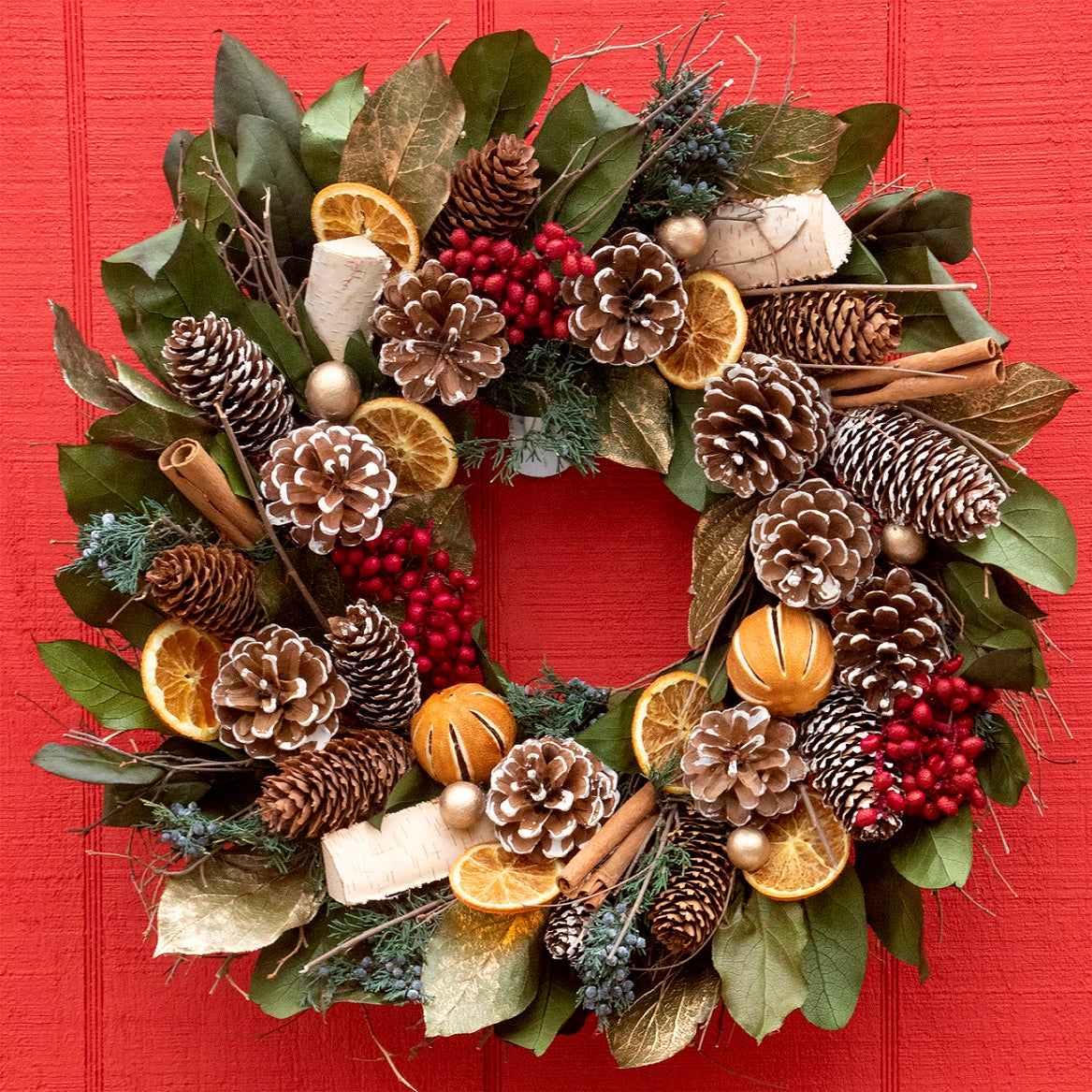 Cinnamon Orange and Pinecone Wreath – view 2