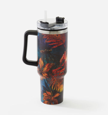 Botanical Double Walled Drink Tumbler w/Straw
