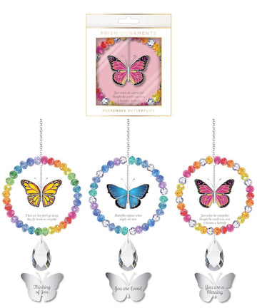 Wreath Butterfly Prism w/Box, 3 Asst.