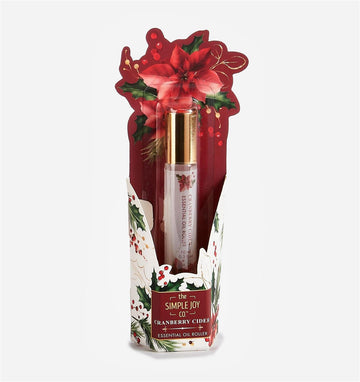 Cranberry Cider essential oil roller, 10 ml glass bottle with gold-tone cap.