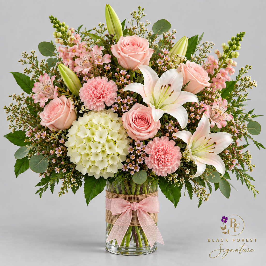 Palm Garden Black Forest Signature flower arrangement