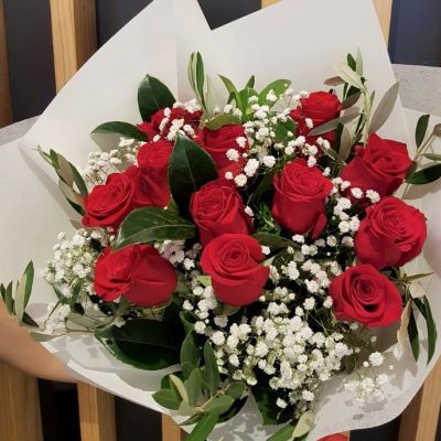Dozen Red Roses – Wrapped Bouquet